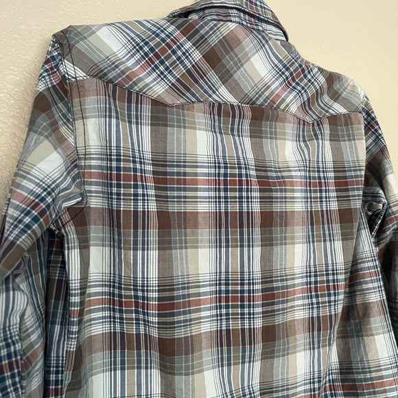 Wrangler retro boys plaid snap long sleeve western shirt - Picture 6 of 14